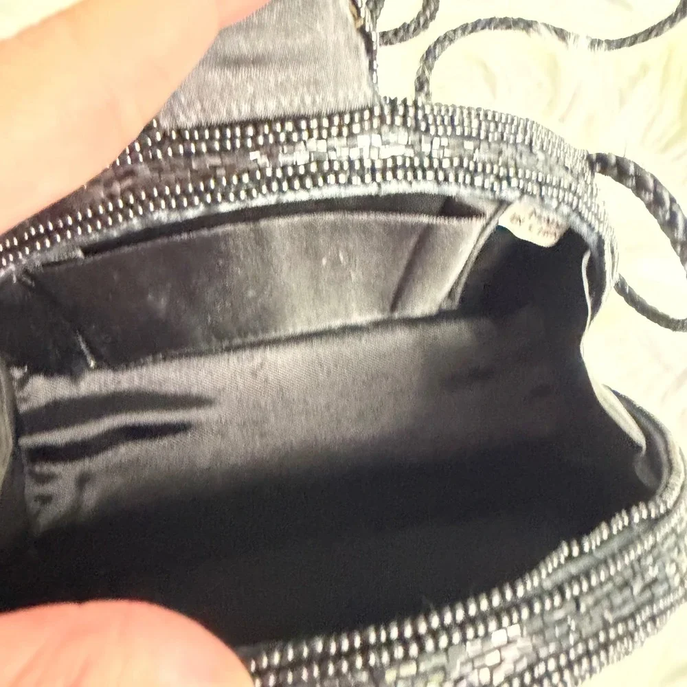 Vintage -‎ Black Beaded Small Purse with Lipstick Holder